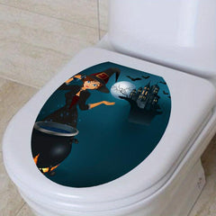Halloween Toilet Lid Decal Self Adhesive Funny Toilet Sticker DIY Horror Cover