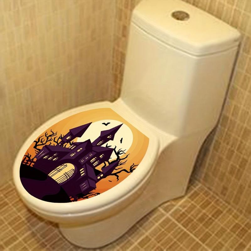 Halloween Toilet Lid Decal Self Adhesive Funny Toilet Sticker DIY Horror Cover
