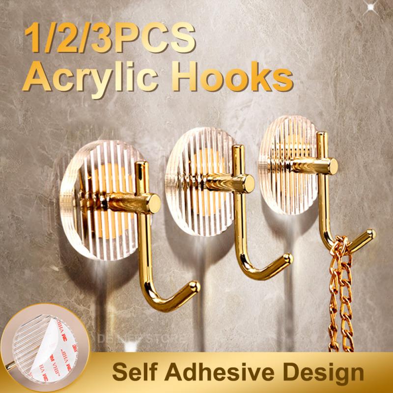 Acrylic Shower Hooks Self Adhesive Towel Holder Bathroom Accessories