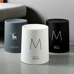1pc Flip Top Trash Can Plastic Trash Can With Lid Trash Bin For Home Bathroom