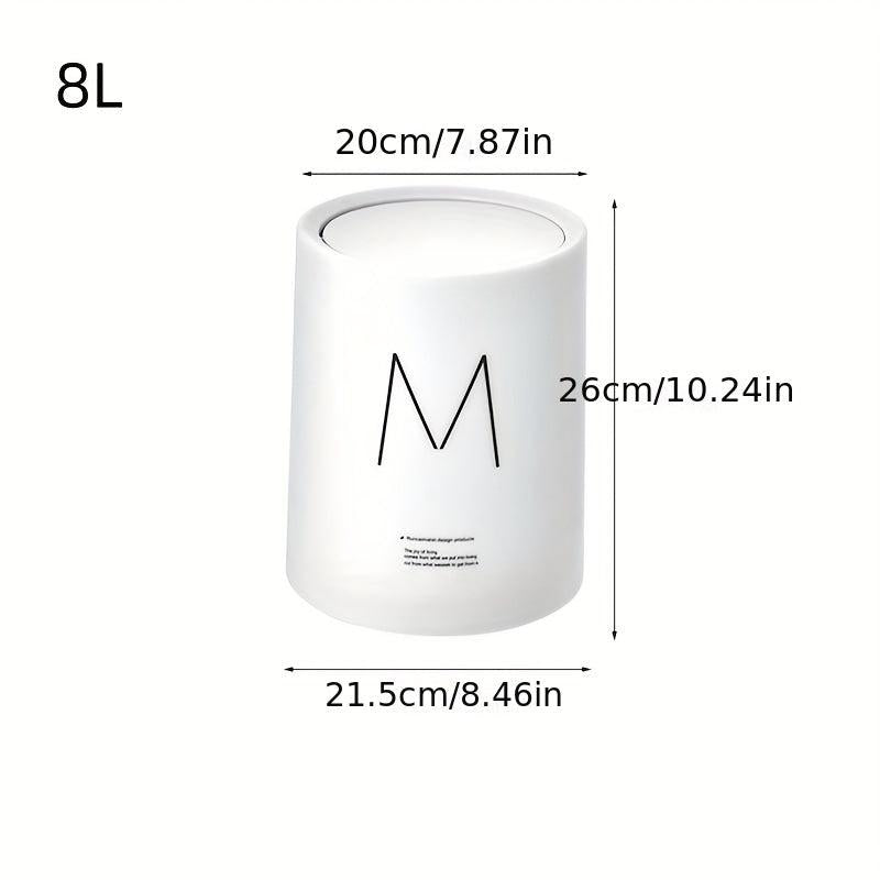 1pc Flip Top Trash Can Plastic Trash Can With Lid Trash Bin For Home Bathroom
