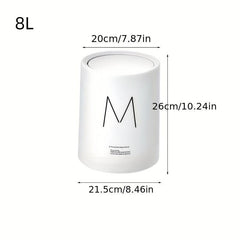 1pc Flip Top Trash Can Plastic Trash Can With Lid Trash Bin For Home Bathroom