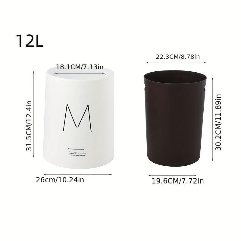 1pc Flip Top Trash Can Plastic Trash Can With Lid Trash Bin For Home Bathroom