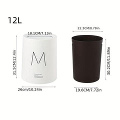 1pc Flip Top Trash Can Plastic Trash Can With Lid Trash Bin For Home Bathroom