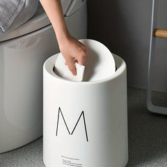1pc Flip Top Trash Can Plastic Trash Can With Lid Trash Bin For Home Bathroom