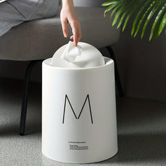 1pc Flip Top Trash Can Plastic Trash Can With Lid Trash Bin For Home Bathroom
