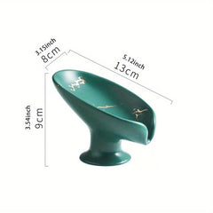 Ceramic Leaf Soap Dish Marble Drain Soap Tray Bathroom Soap Storage Rack