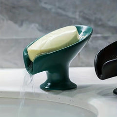 Ceramic Leaf Soap Dish Marble Drain Soap Tray Bathroom Soap Storage Rack