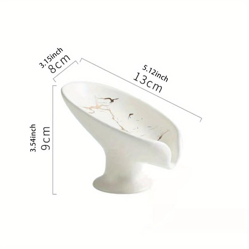 Ceramic Leaf Soap Dish Marble Drain Soap Tray Bathroom Soap Storage Rack