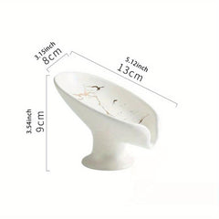 Ceramic Leaf Soap Dish Marble Drain Soap Tray Bathroom Soap Storage Rack