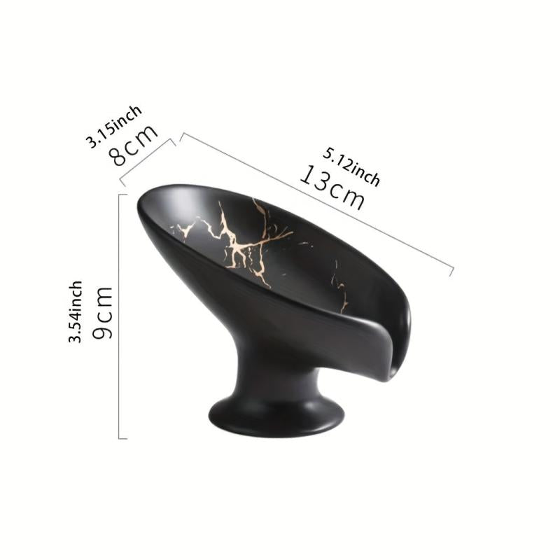 Ceramic Leaf Soap Dish Marble Drain Soap Tray Bathroom Soap Storage Rack