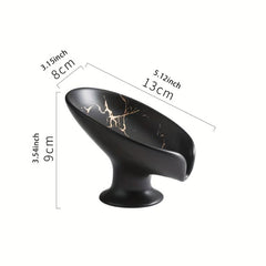 Ceramic Leaf Soap Dish Marble Drain Soap Tray Bathroom Soap Storage Rack