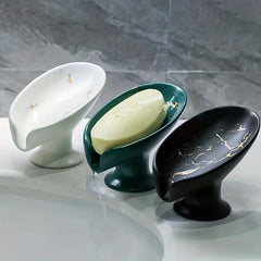 Ceramic Leaf Soap Dish Marble Drain Soap Tray Bathroom Soap Storage Rack