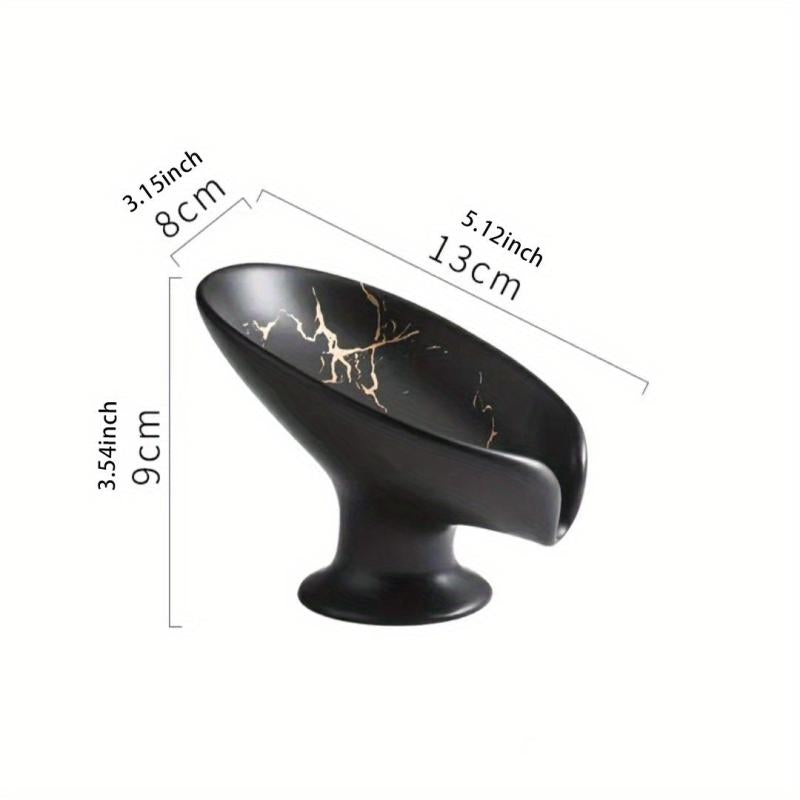 Ceramic Leaf Soap Dish Marble Drain Soap Tray Bathroom Soap Storage Rack