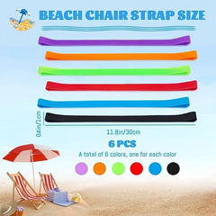 6pcs Silicone Beach Towel Bands Colorful Towel Holder Bands for Pool