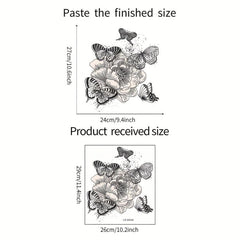 Plant Flowers Butterfly Toilet Stickers Bathroom Self Adhesive Accessories