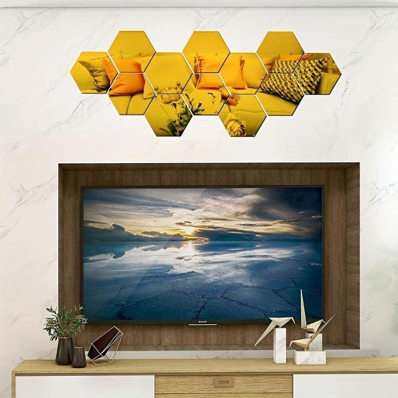 Hexagonal Mirror Stickers Acrylic Wall Decor