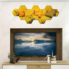 Hexagonal Mirror Stickers Acrylic Wall Decor