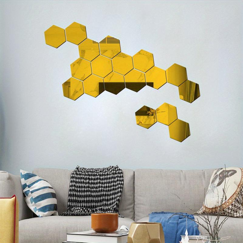 Hexagonal Mirror Stickers Acrylic Wall Decor