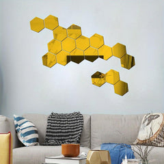 Hexagonal Mirror Stickers Acrylic Wall Decor