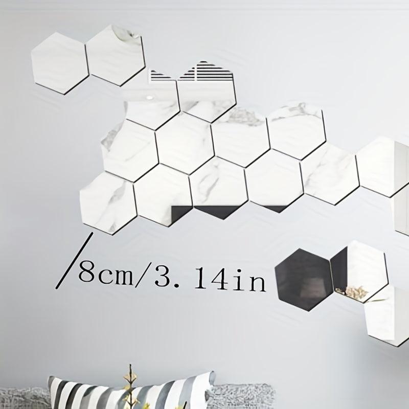 Hexagonal Mirror Stickers Acrylic Wall Decor
