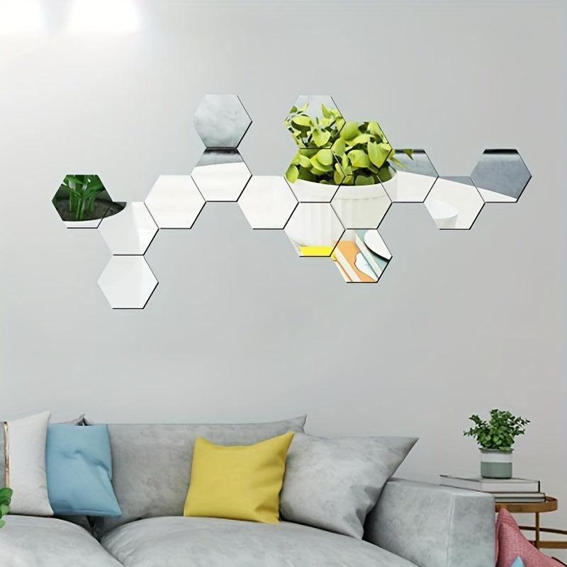 Hexagonal Mirror Stickers Acrylic Wall Decor