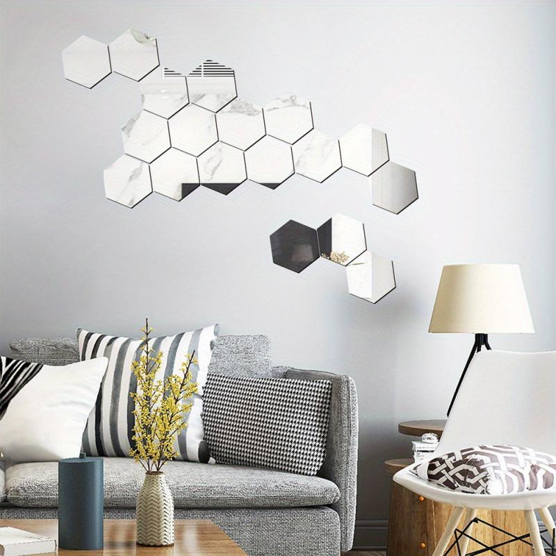 Hexagonal Mirror Stickers Acrylic Wall Decor