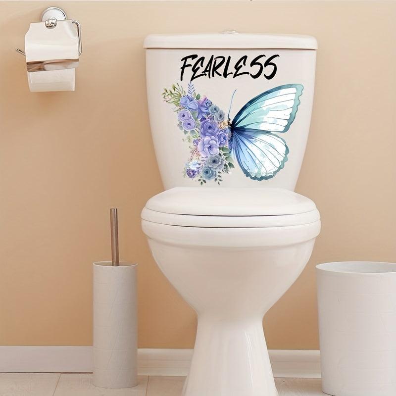 Plant Flowers Butterfly Toilet Stickers Self Adhesive Bathroom Wall Decal