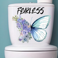 Plant Flowers Butterfly Toilet Stickers Self Adhesive Bathroom Wall Decal