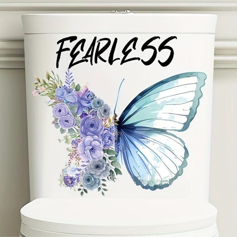 Plant Flowers Butterfly Toilet Stickers Self Adhesive Bathroom Wall Decal