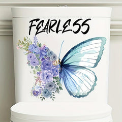 Plant Flowers Butterfly Toilet Stickers Self Adhesive Bathroom Wall Decal