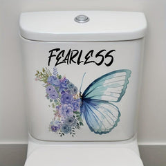 Plant Flowers Butterfly Toilet Stickers Self Adhesive Bathroom Wall Decal
