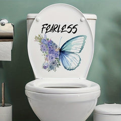 Plant Flowers Butterfly Toilet Stickers Self Adhesive Bathroom Wall Decal
