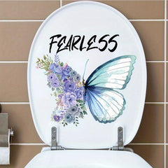 Plant Flowers Butterfly Toilet Stickers Self Adhesive Bathroom Wall Decal