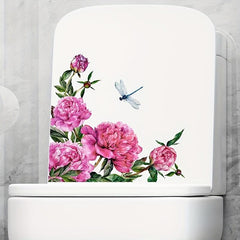 Tropical Flower Dragonfly Toilet Sticker Plant Leaf Sunflower Bathroom Home Deco