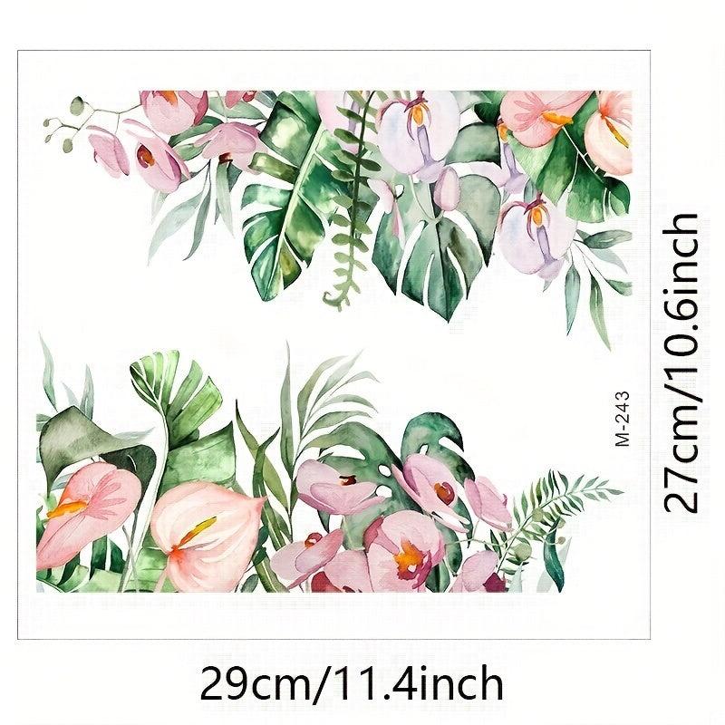 Tropical Flower Dragonfly Toilet Sticker Plant Leaf Sunflower Bathroom Home Deco