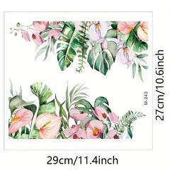 Tropical Flower Dragonfly Toilet Sticker Plant Leaf Sunflower Bathroom Home Deco