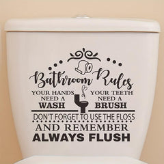 English Slogan Toilet Sticker Bathroom Rules Vinyl Waterproof Sticker