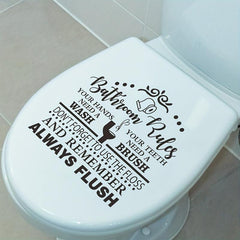 English Slogan Toilet Sticker Bathroom Rules Vinyl Waterproof Sticker