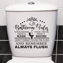 English Slogan Toilet Sticker Bathroom Rules Vinyl Waterproof Sticker