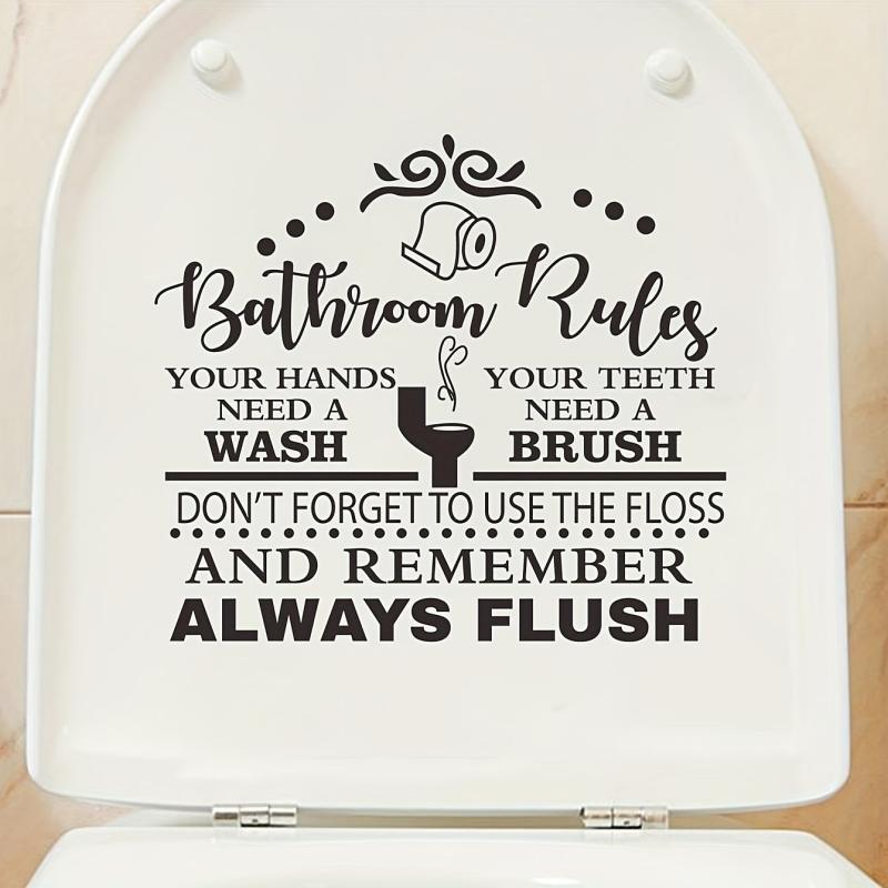 English Slogan Toilet Sticker Bathroom Rules Vinyl Waterproof Sticker