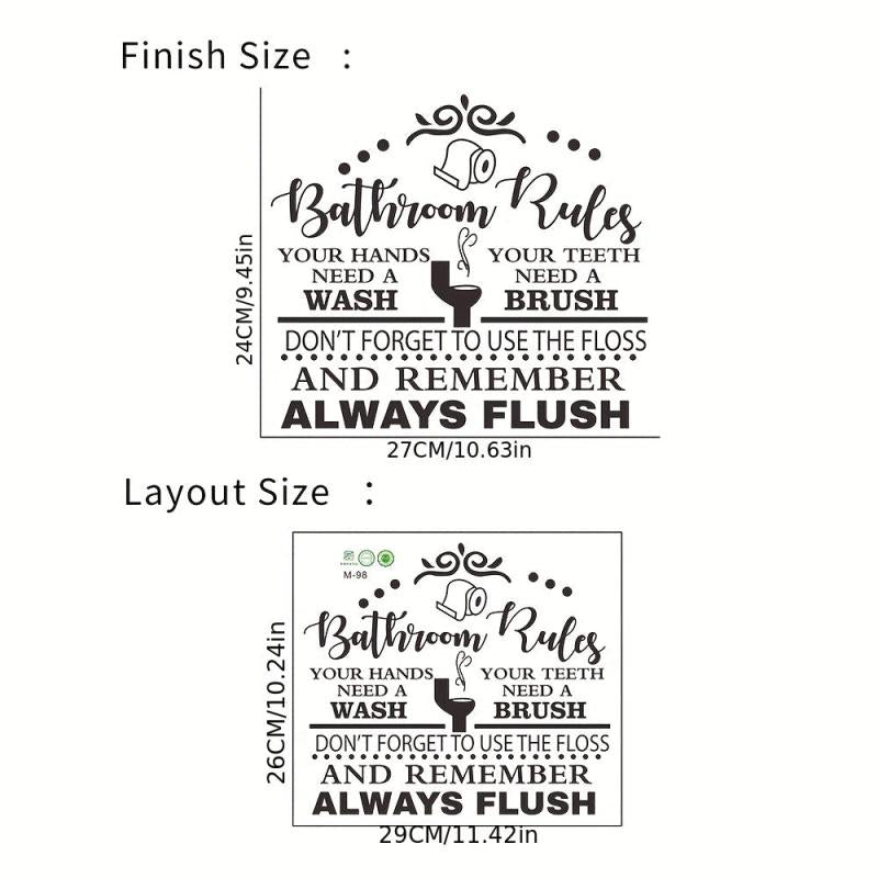 English Slogan Toilet Sticker Bathroom Rules Vinyl Waterproof Sticker