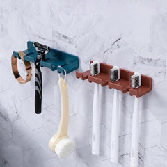 Toothbrush Holder Wall Mounted Storage Rack & Charging Hook