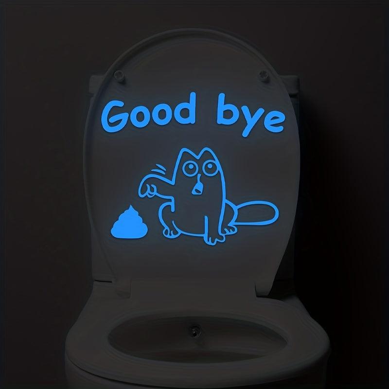 Luminous Cat Toilet Lid Decal Self Adhesive Sticker Bathroom Decor