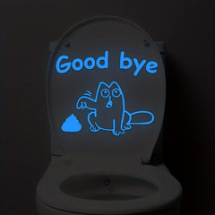 Luminous Cat Toilet Lid Decal Self Adhesive Sticker Bathroom Decor