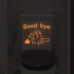 Luminous Cat Toilet Lid Decal Self Adhesive Sticker Bathroom Decor