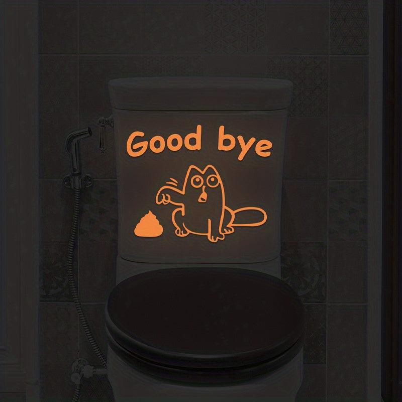 Luminous Cat Toilet Lid Decal Self Adhesive Sticker Bathroom Decor
