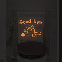 Luminous Cat Toilet Lid Decal Self Adhesive Sticker Bathroom Decor