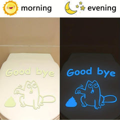 Luminous Cat Toilet Lid Decal Self Adhesive Sticker Bathroom Decor