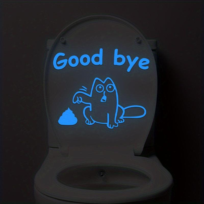 Luminous Cat Toilet Lid Decal Self Adhesive Sticker Bathroom Decor